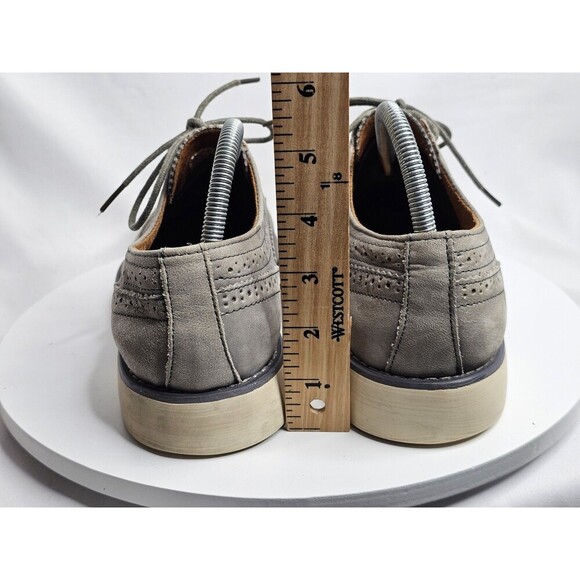 Steve Madden Transfer Men's Shoes 8 Grey Leather Wingtip Lace Up Oxford Dress - Picture 5 of 8